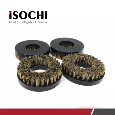 PCB Routing Machine Brush UB8723 OD 50mm/2" ID 22mm/0.9" Black Plastic Handle Brown Bristles